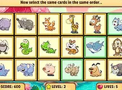 Memory Booster Animals Online Game
